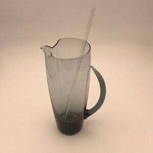 VTG MCM 60's Morgantown Normandie Smoke Glass Cocktail/Martini Pitcher & Stirrer